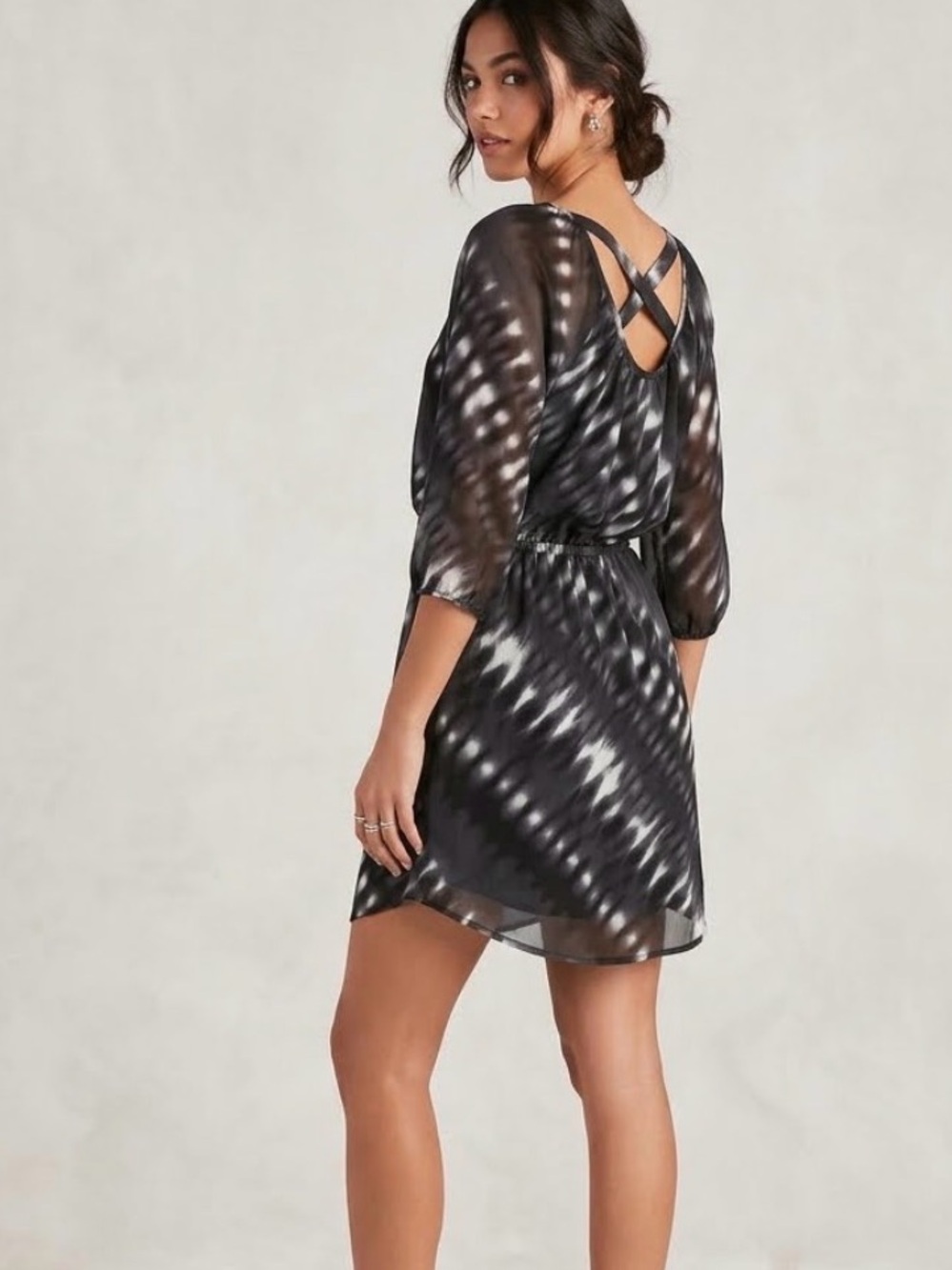 NWT Express Black and White Sheer Mini Dress
